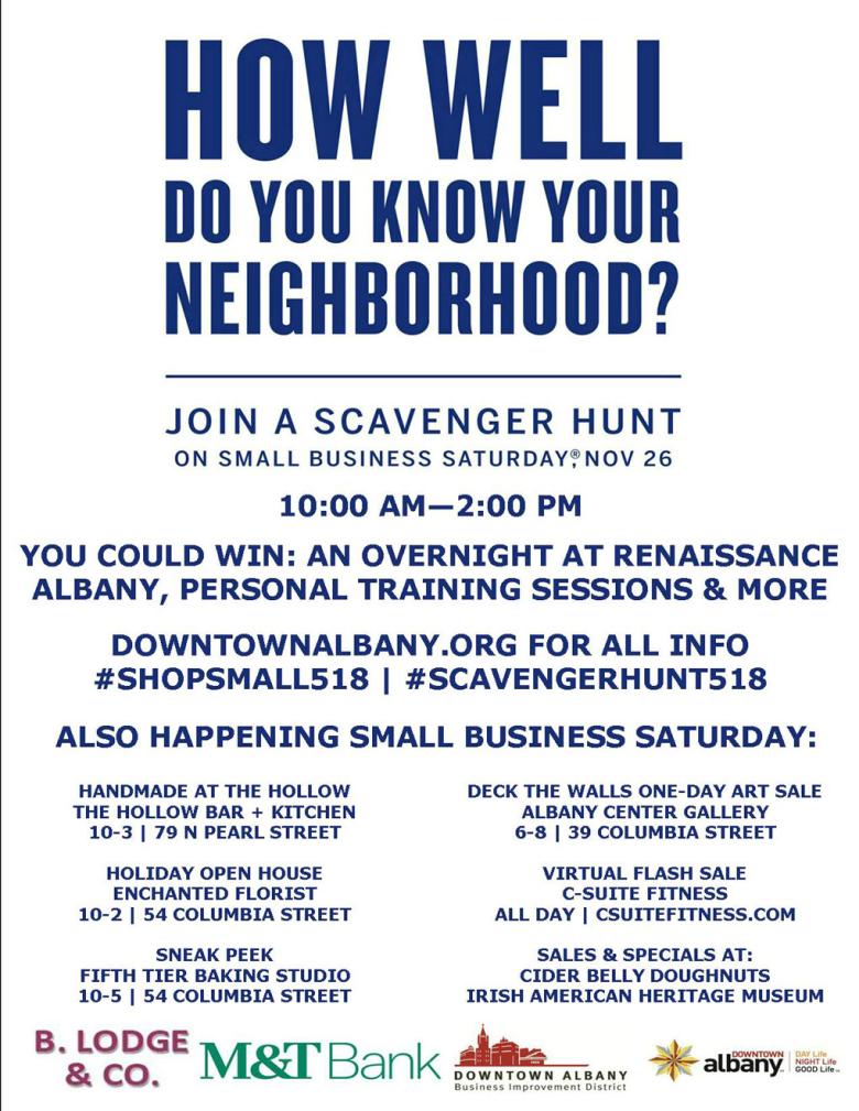 Small Business Saturday flyer advertising the participating businesses 