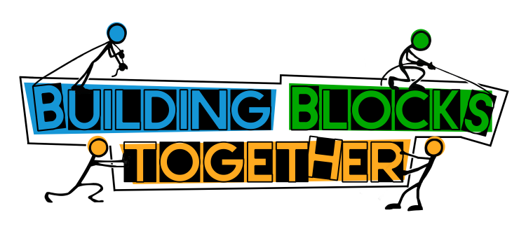 Graphics with words "Building Blocks Together" centered