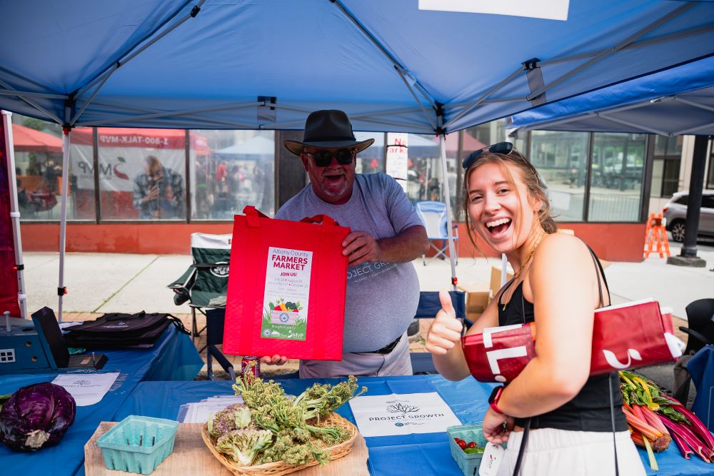 Two people at Albany County Farmers Market