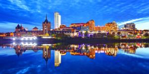 photo of Albany skyline with river in foreground