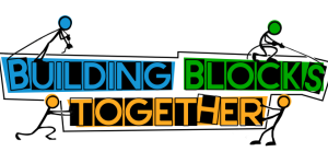 Graphics with words "Building Blocks Together" centered