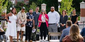 James M DiNapoli Award recipients with BID board members and executive director Georgette Steffens at the Clinton Market Collective 