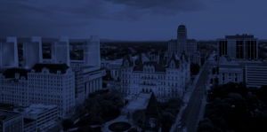 Skyline of Albany with blue filter