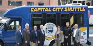 CDTA Capital Shuttle bus and people