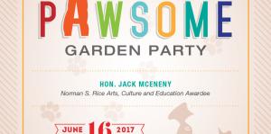 Downtown is Pawsome garden party flyer