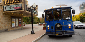 A Trolley in front of Palace Theatre