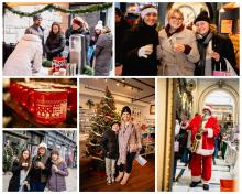 A collage of photos depicting scenes from the 2024 Hot Chocolate Stroll