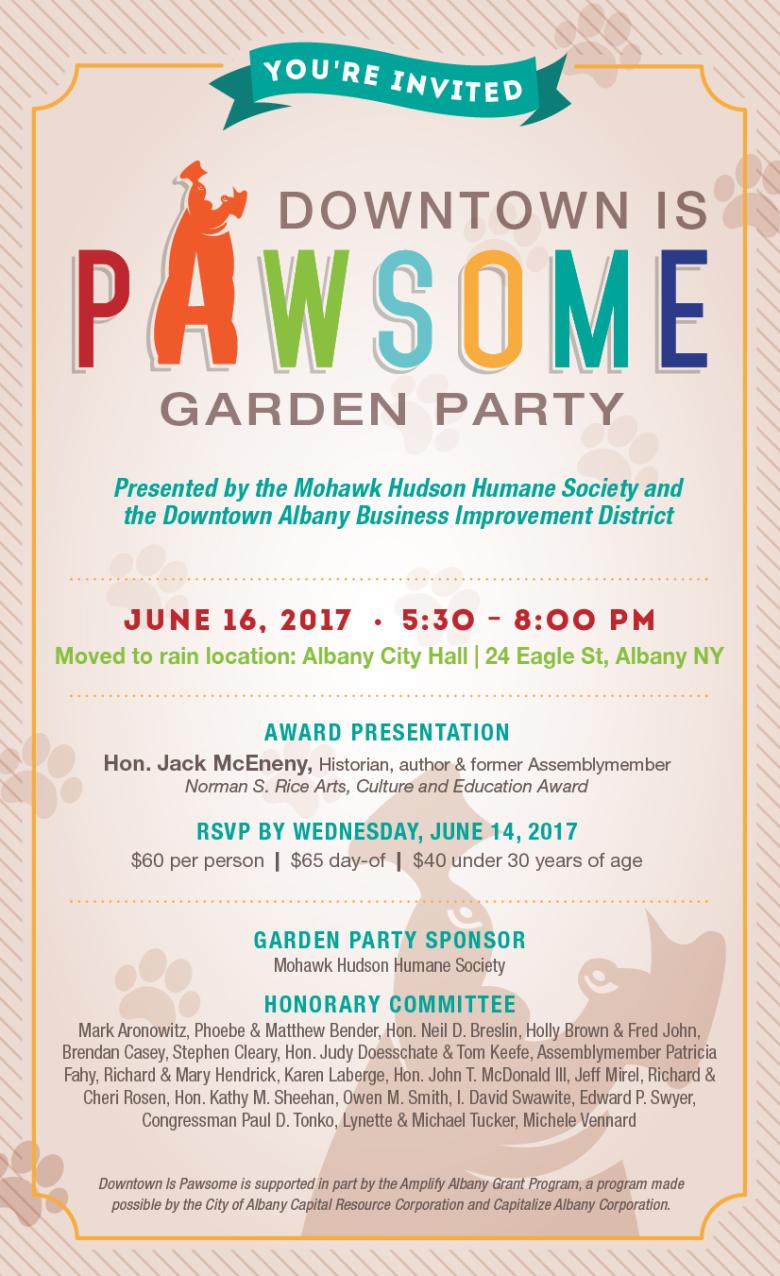 Downtown is Pawsome party flyer