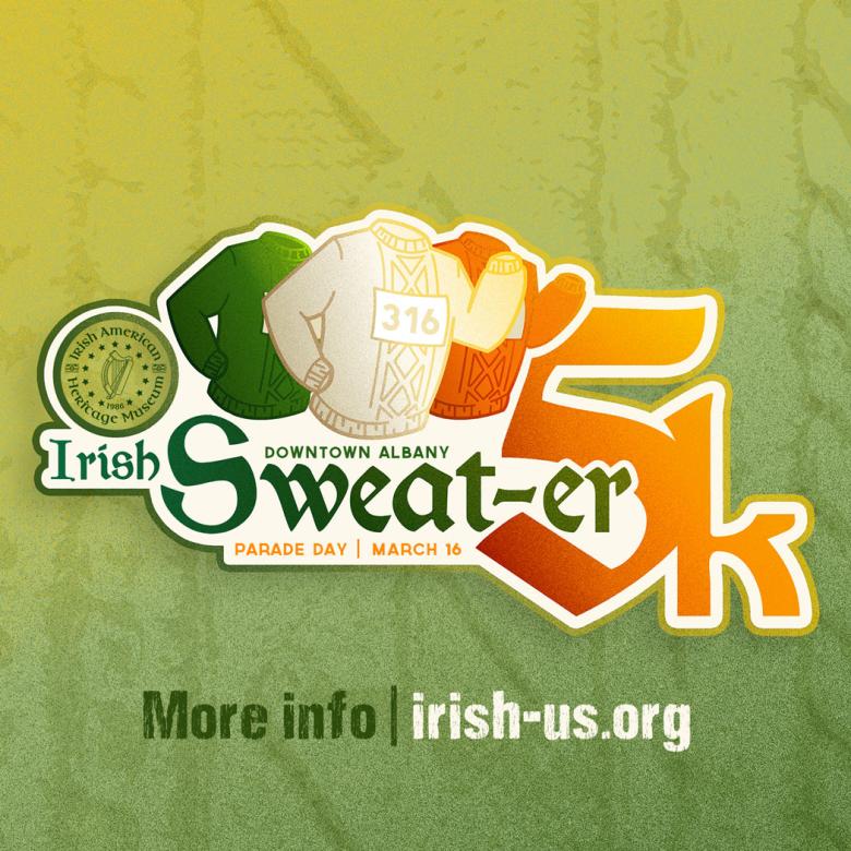 Sweat-er 5K graphic of irish colored argyle sweaters