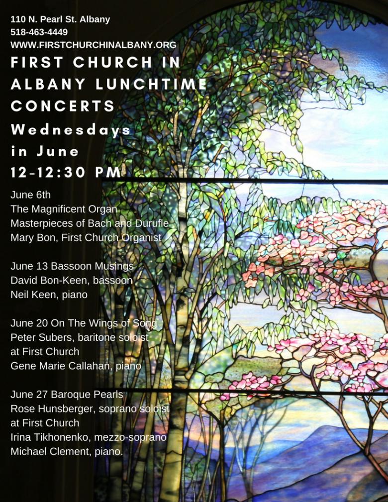 First Church in Albany to Host Lunchtime Concert Series Flyer