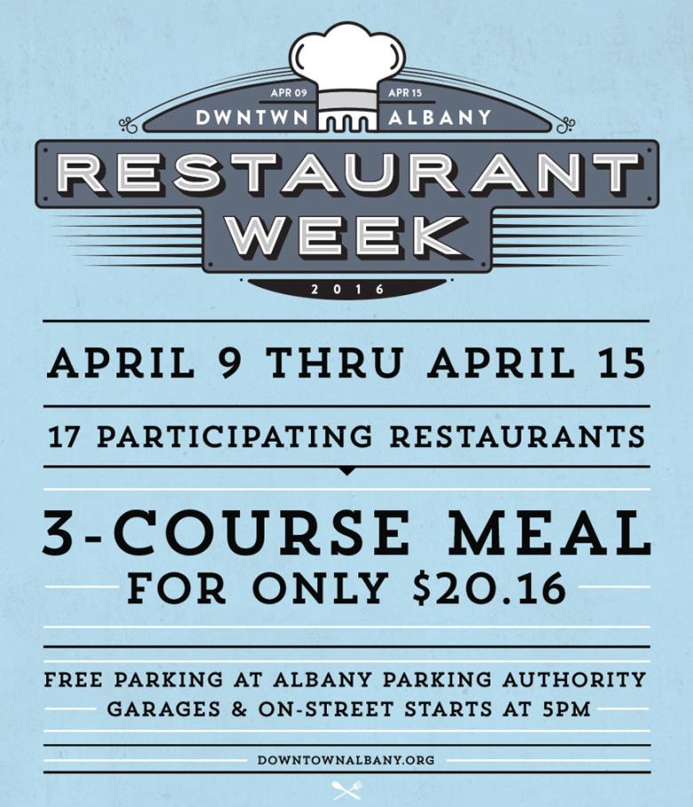 Restaurant Week Flyer advertising a 3 course meal for only $20.16
